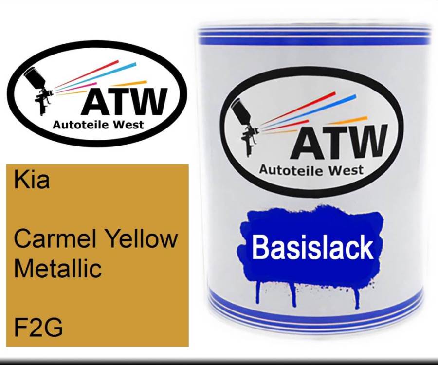 Kia, Carmel Yellow Metallic, F2G: 1L Lackdose, von ATW Autoteile West.